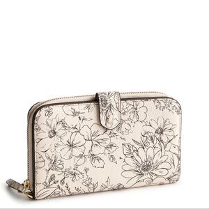 Vera Bradley Women's Leather Large Tab
Wallet Bloom Cottage Cream
